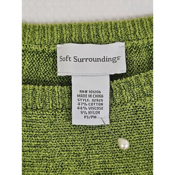 Soft Surroundings ~Woman Size PS/PM Petite~ Green 3/4 Sleeve Pullover Knit Tunic - Picture 4 of 14